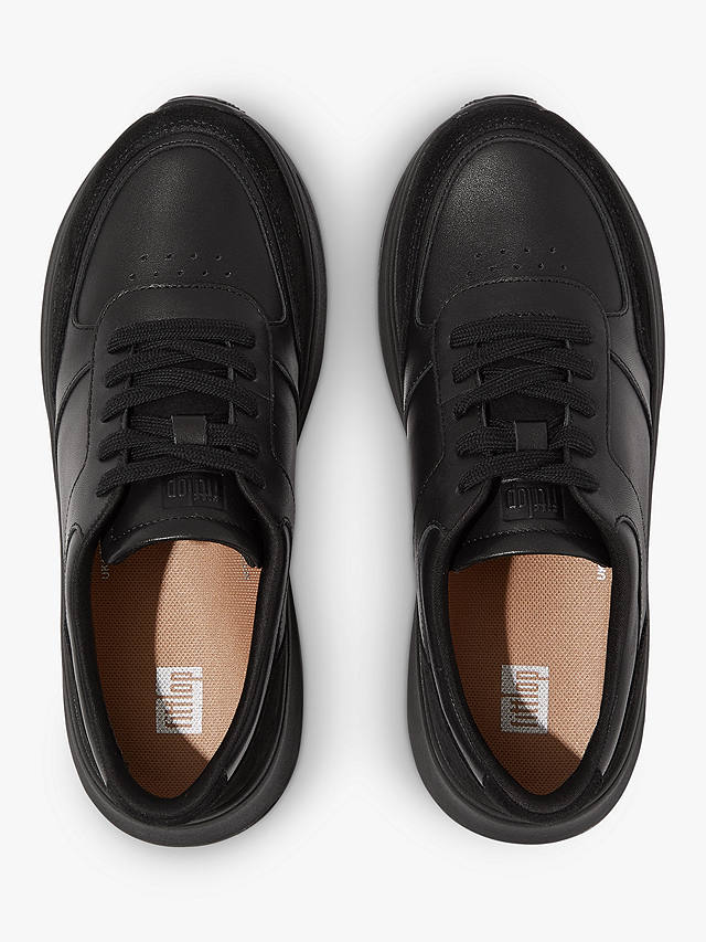 FitFlop F-Mode Leather Trainers, All Black