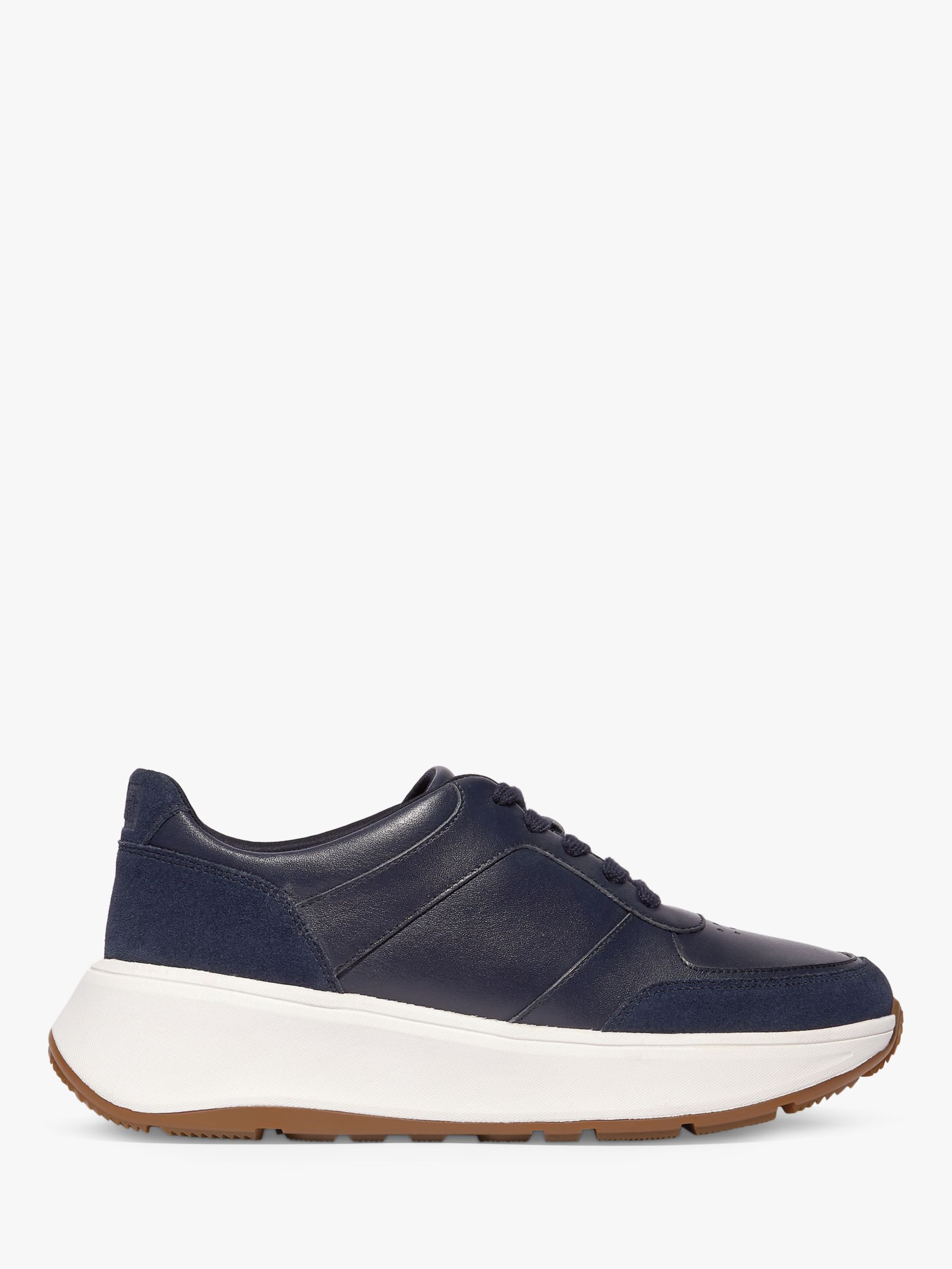 FitFlop F-Mode Leather Trainers, Midnight Navy at John Lewis & Partners