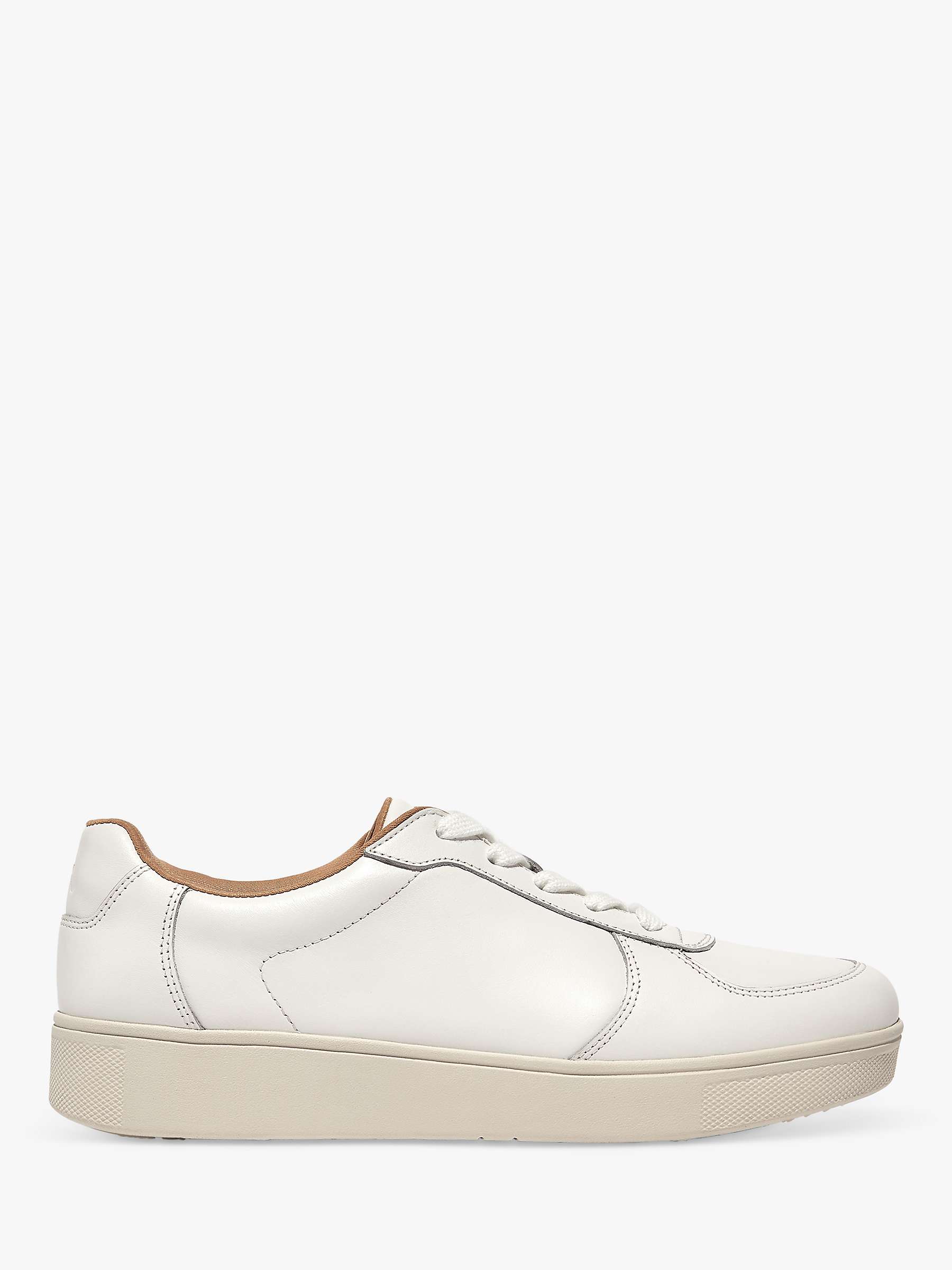 Buy FitFlop Rally New Device Leather Low Top Trainers, Urban White Online at johnlewis.com