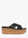 FitFlop Eloise Cross Leather Strap Cork Wedge Mules, Black