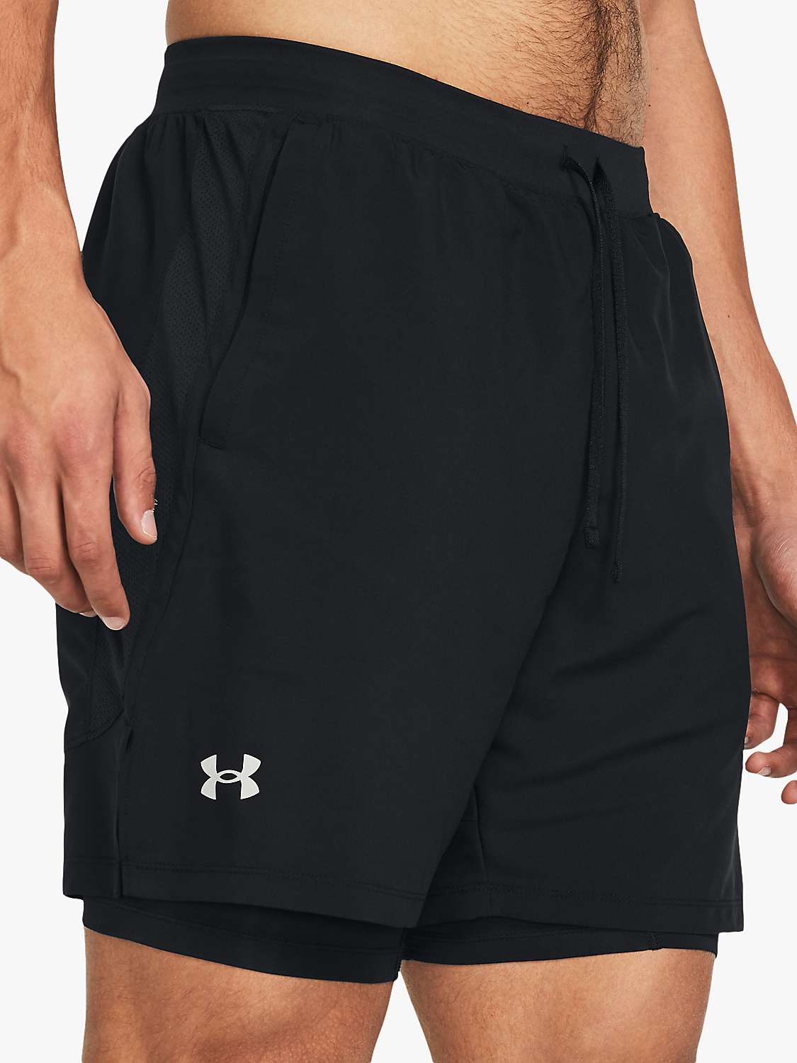 Buy Under Armour Launch 2-in-1 Running Shorts, Black/Reflective Online at johnlewis.com