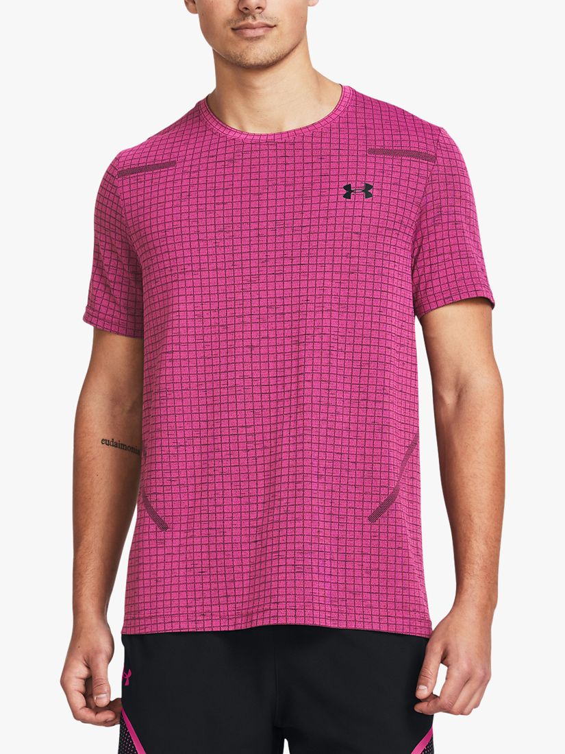 Buy Under Armour Seamless Grid Short Sleeve T-Shirt, Astro Pink/Black Online at johnlewis.com