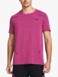 Under Armour Seamless Grid Short Sleeve T-Shirt, Astro Pink/Black