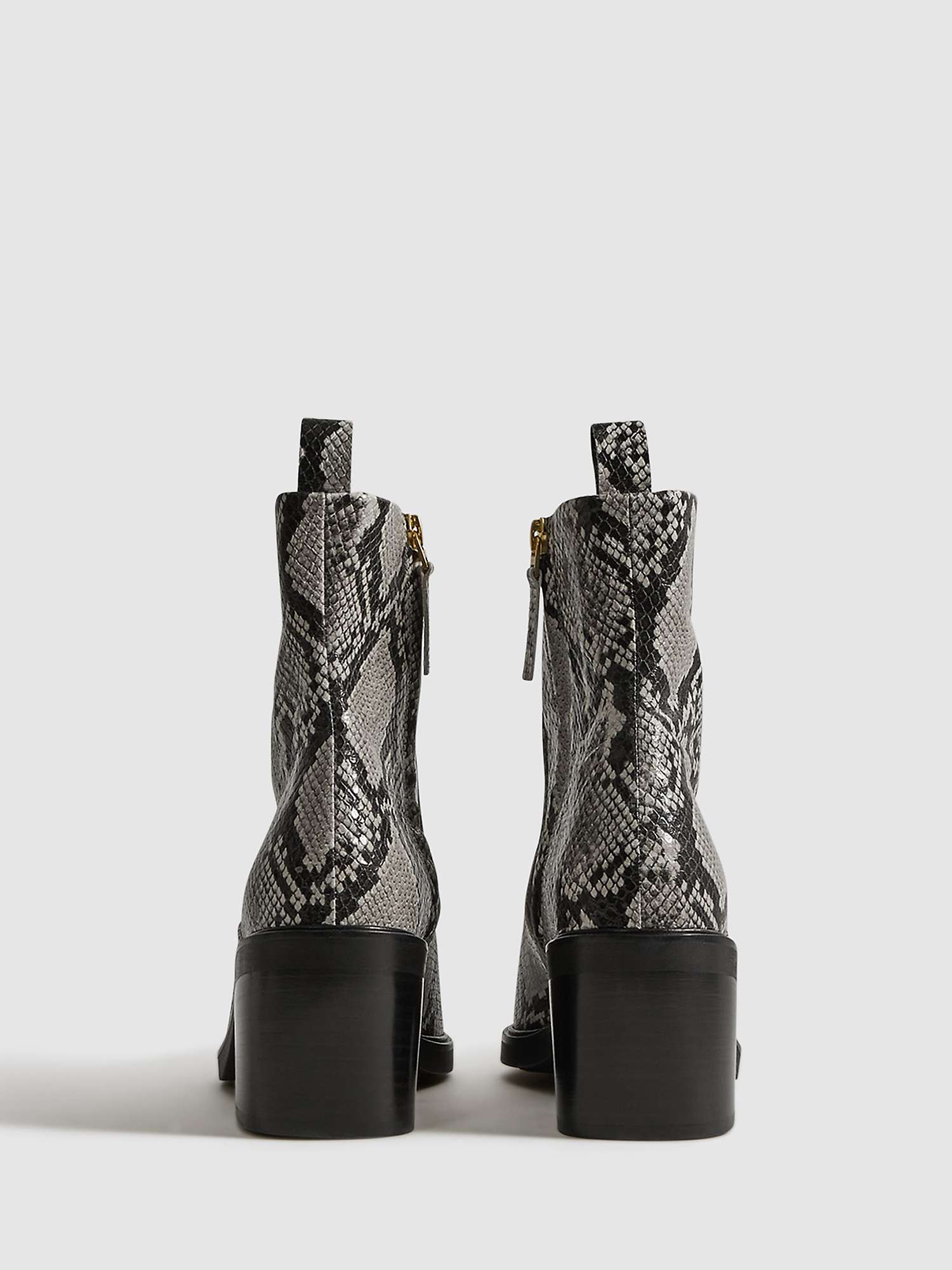 Buy Reiss Sienna Snake Print Leather Ankle Boots, Multi Online at johnlewis.com
