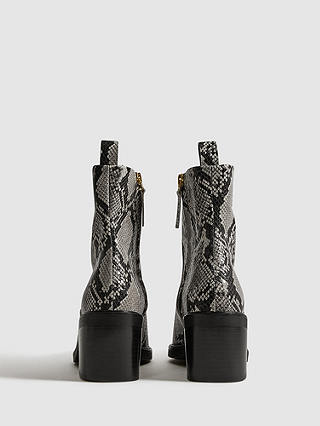Reiss Sienna Snake Print Leather Ankle Boots, Multi