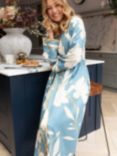 Fable & Eve Greenwich Floral Dressing Gown, Cerulean Blue