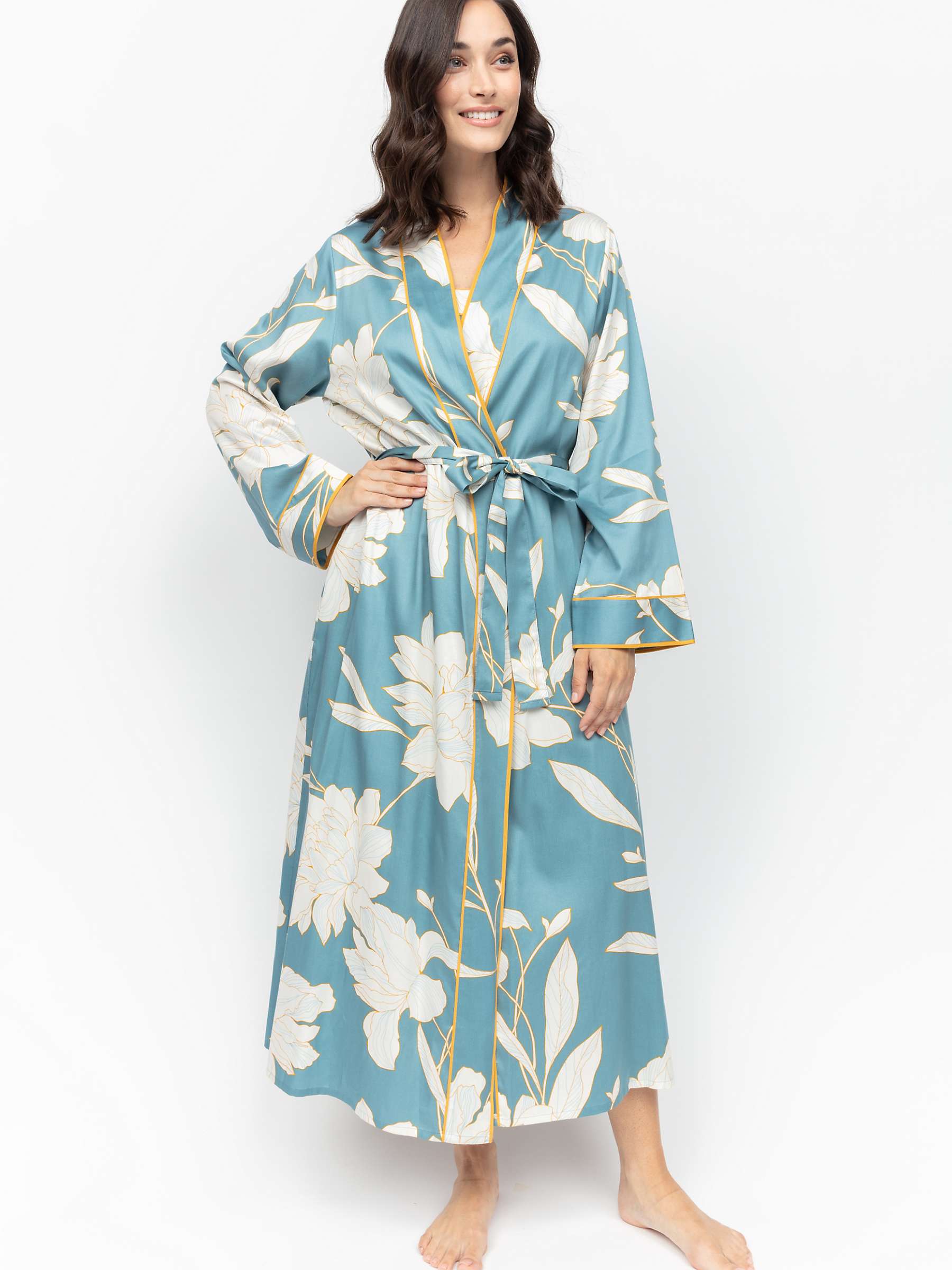 Buy Fable & Eve Greenwich Floral Dressing Gown, Cerulean Blue Online at johnlewis.com