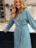 Fable & Eve Greenwich Long Sleeve Dressing Gown, Cerulean Blue