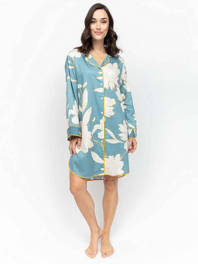 Fable & Eve Greenwich Floral Nightshirt, Cerulean Blue