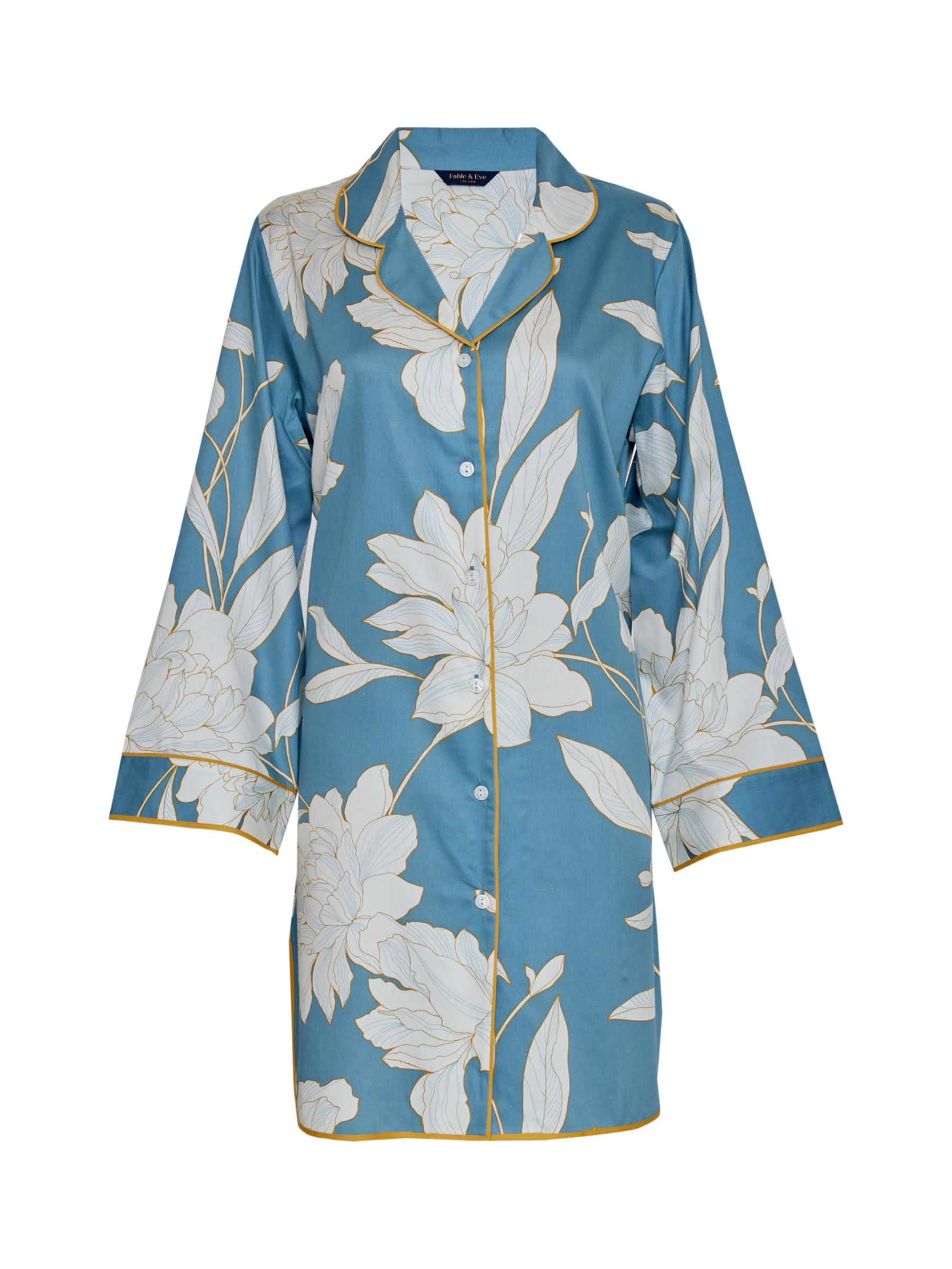 Fable & Eve Greenwich Floral Nightshirt, Cerulean Blue at John Lewis ...