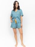 Fable & Eve Greenwich Solid Shorts Pyjama Set, Cerulean Blue