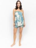 Fable & Eve Greenwich Floral Cami And Shorts Pyjama Set, Cerulean Blue
