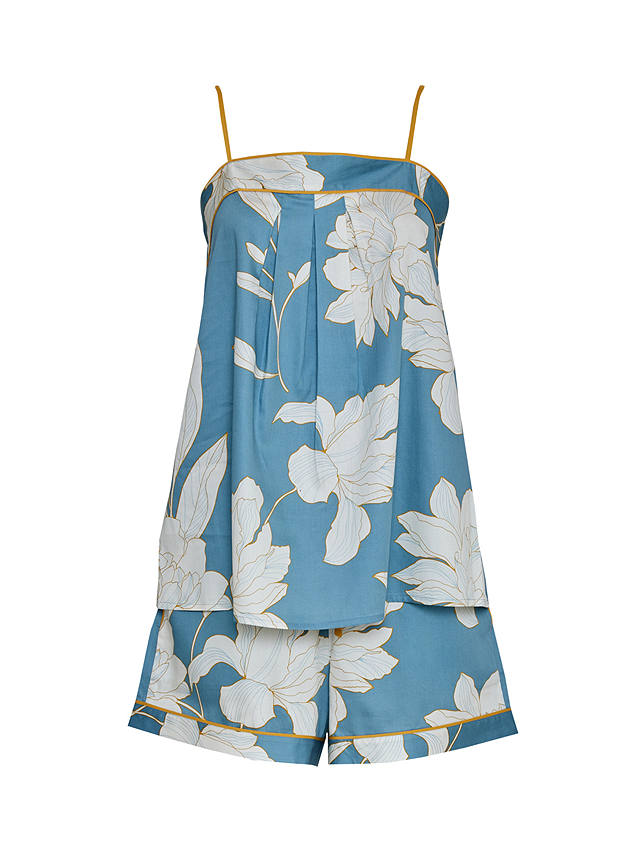 Fable & Eve Greenwich Floral Cami And Shorts Pyjama Set, Cerulean Blue