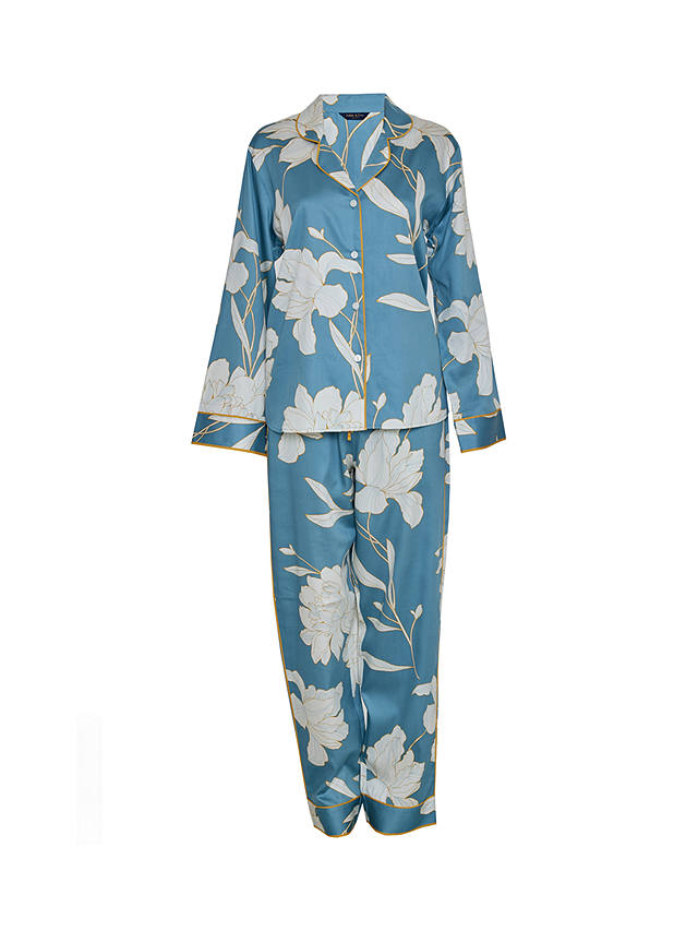 Fable & Eve Greenwich Floral Pyjama Set, Cerulean Blue