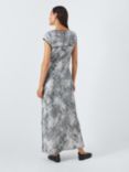 John Lewis Cap Sleeve Snake Print Midi Dress, Silver/White