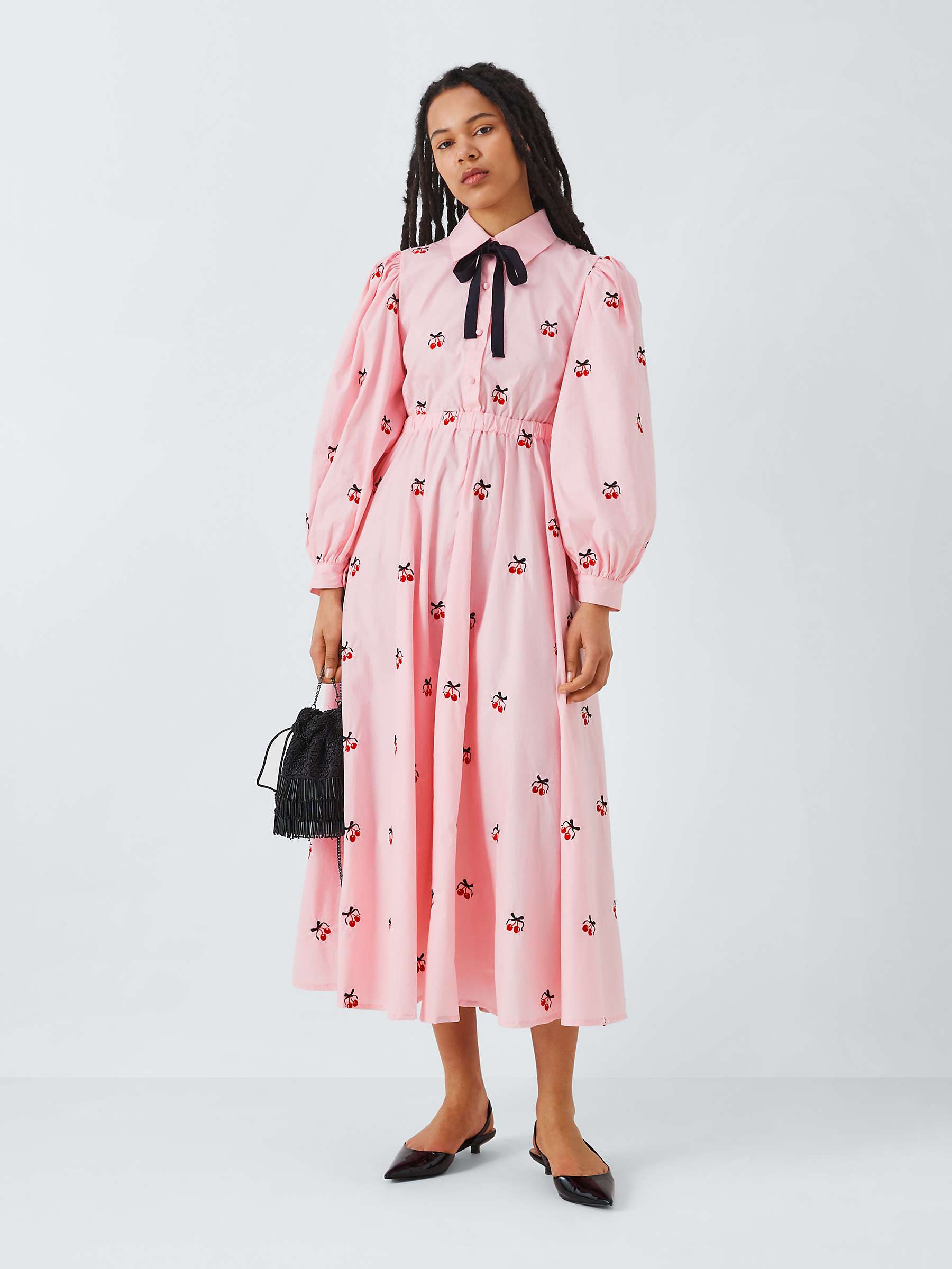 Buy Sister Jane Punnet Cherry Embroidered Midi Dress, Pink Online at johnlewis.com