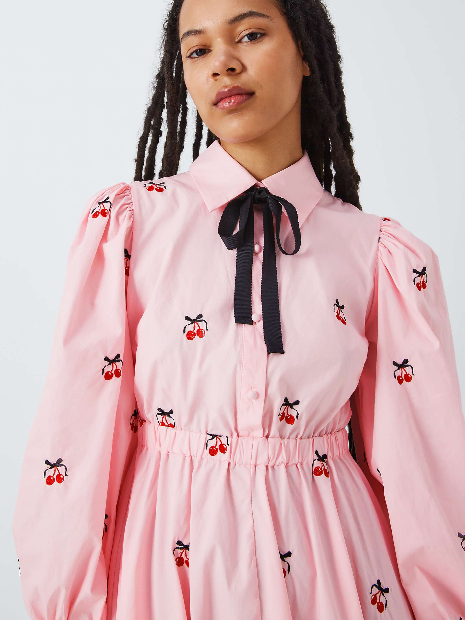 Buy Sister Jane Punnet Cherry Embroidered Midi Dress, Pink Online at johnlewis.com