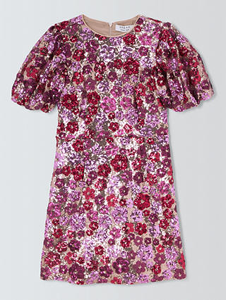 Sister Jane Hibiscus Floral Sequin Mini Dress, Pink