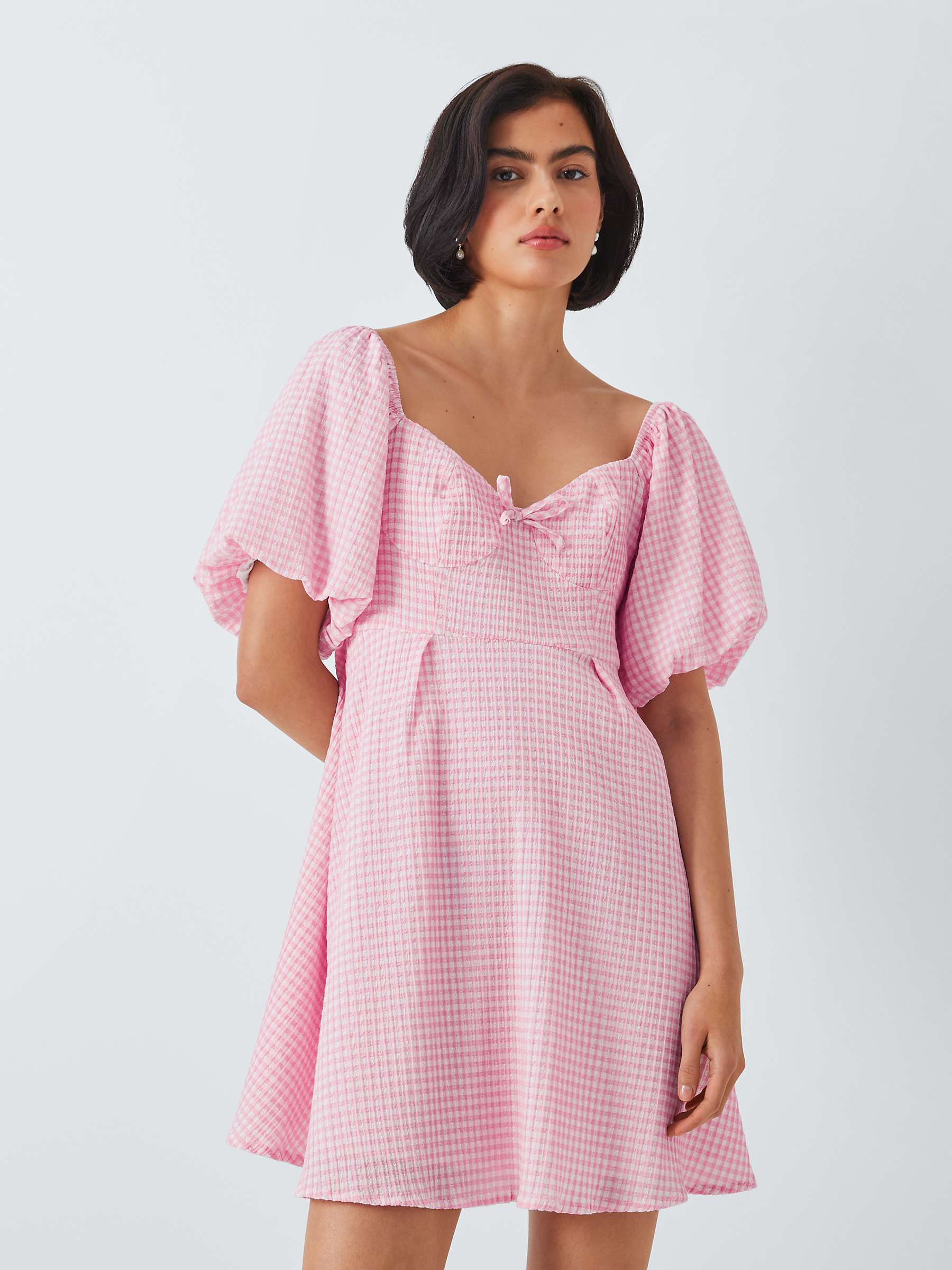 Buy Sister Jane Olive Gingham Seersucker Mini Dress, Pink Online at johnlewis.com