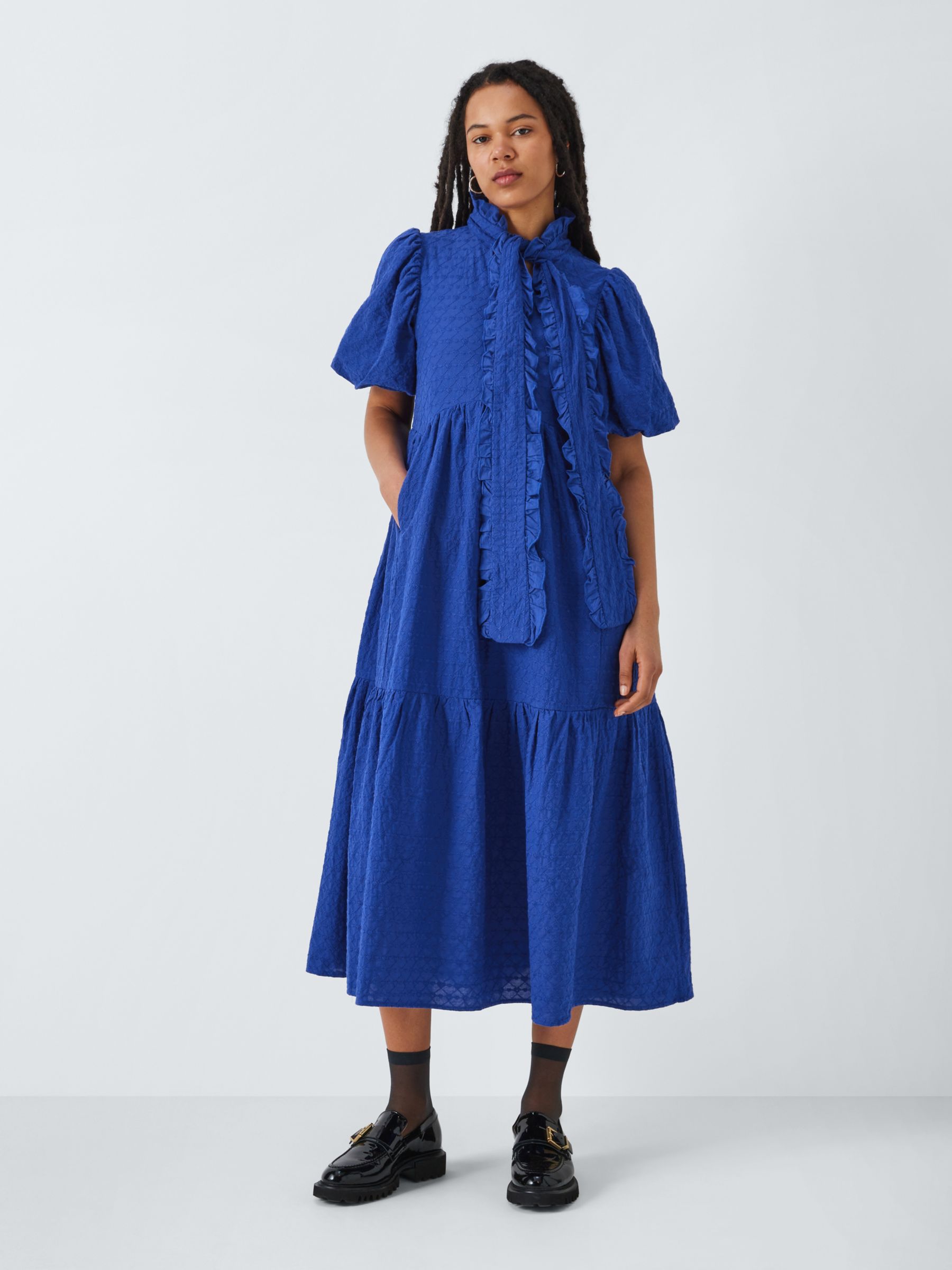 Sister Jane Miro Floral Jacquard Tiered Cami Dress, Blue, £175.00