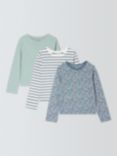 John Lewis Kids' Plain/Stripe/Floral Long Sleeve Tops, Pack of 3, Multi