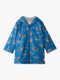 Hatley Kids' Broken Dino Stamp Zip Up Rain Jacket, Classic Blue
