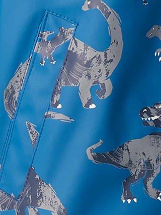 Hatley Kids' Broken Dino Stamp Zip Up Rain Jacket, Classic Blue