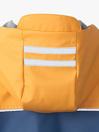 Hatley Kids' Mariner Colour Block Zip Up Hooded Rain Jacket, Yellow/Blue