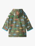 Hatley Kids' Off Roading Print Zip Up Hooded Rain Jacket, Green