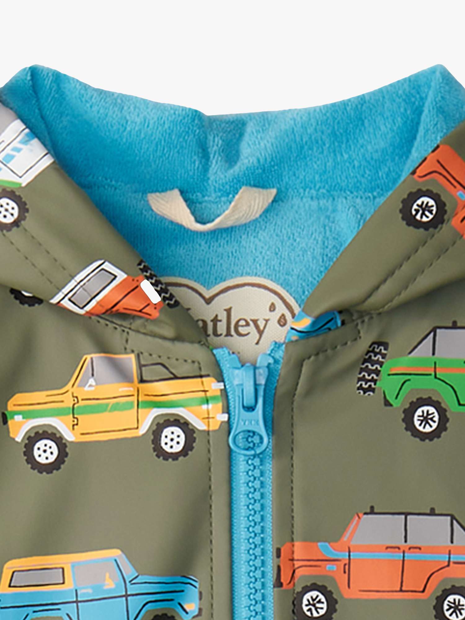Buy Hatley Kids' Off Roading Print Zip Up Hooded Rain Jacket, Green Online at johnlewis.com