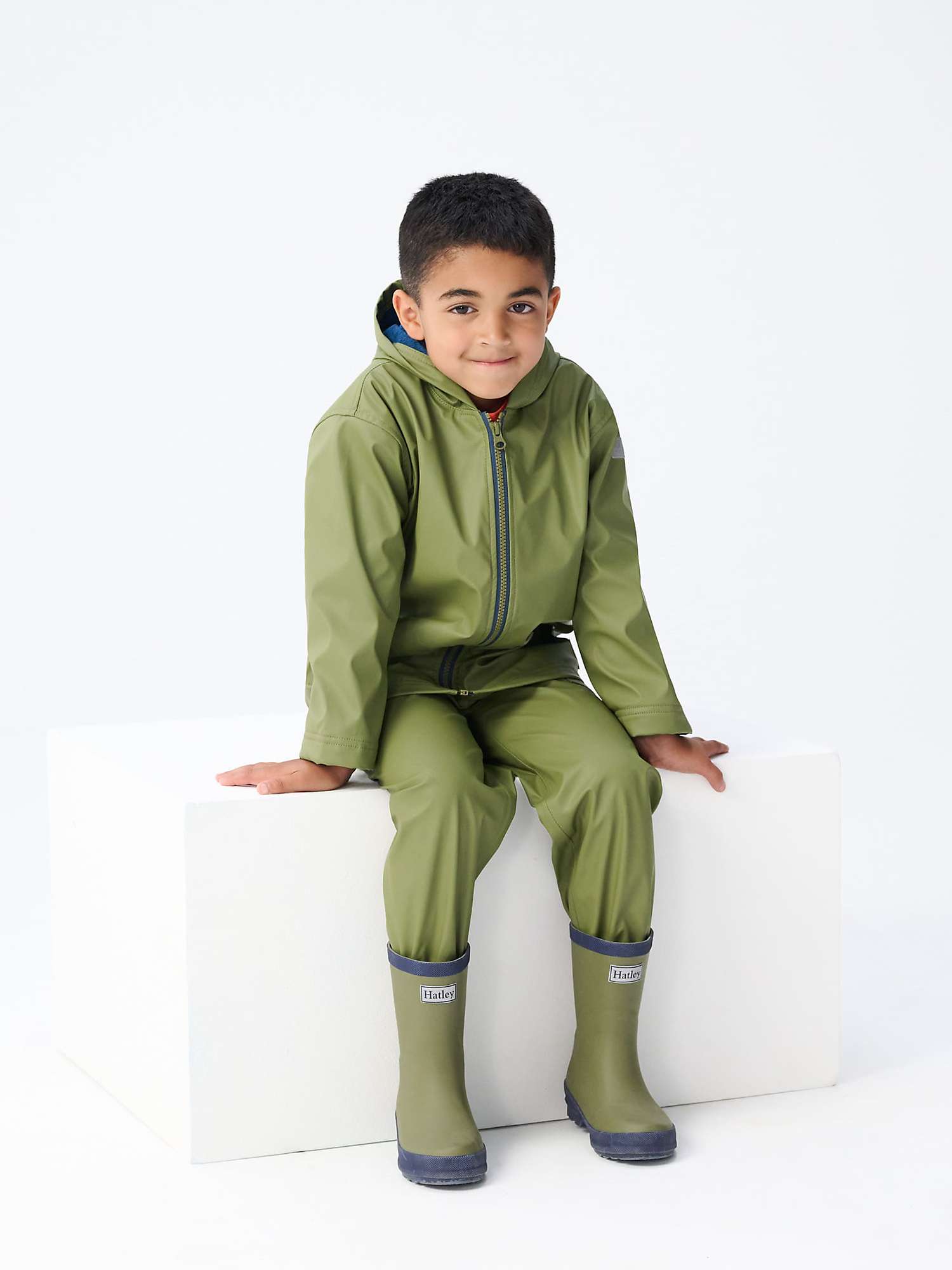 Buy Hatley Kids' Forest Splash Zip Up Hooded Jacket, Loden Green Online at johnlewis.com