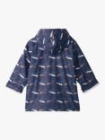 Hatley Kids' Sharks Print Colour Change Zip Up Rain Jacket, Patriot Blue