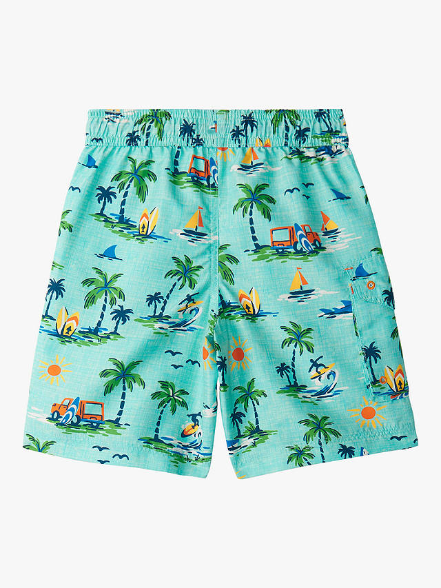 Hatley Kids' Vintage Holiday Print Board Shorts, Aruba Blue