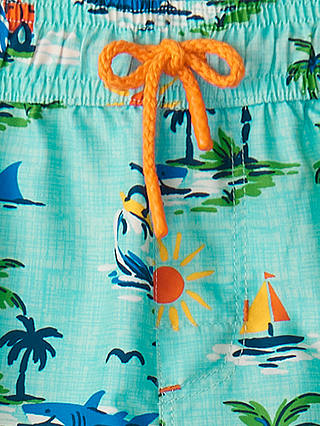 Hatley Kids' Vintage Holiday Print Board Shorts, Aruba Blue
