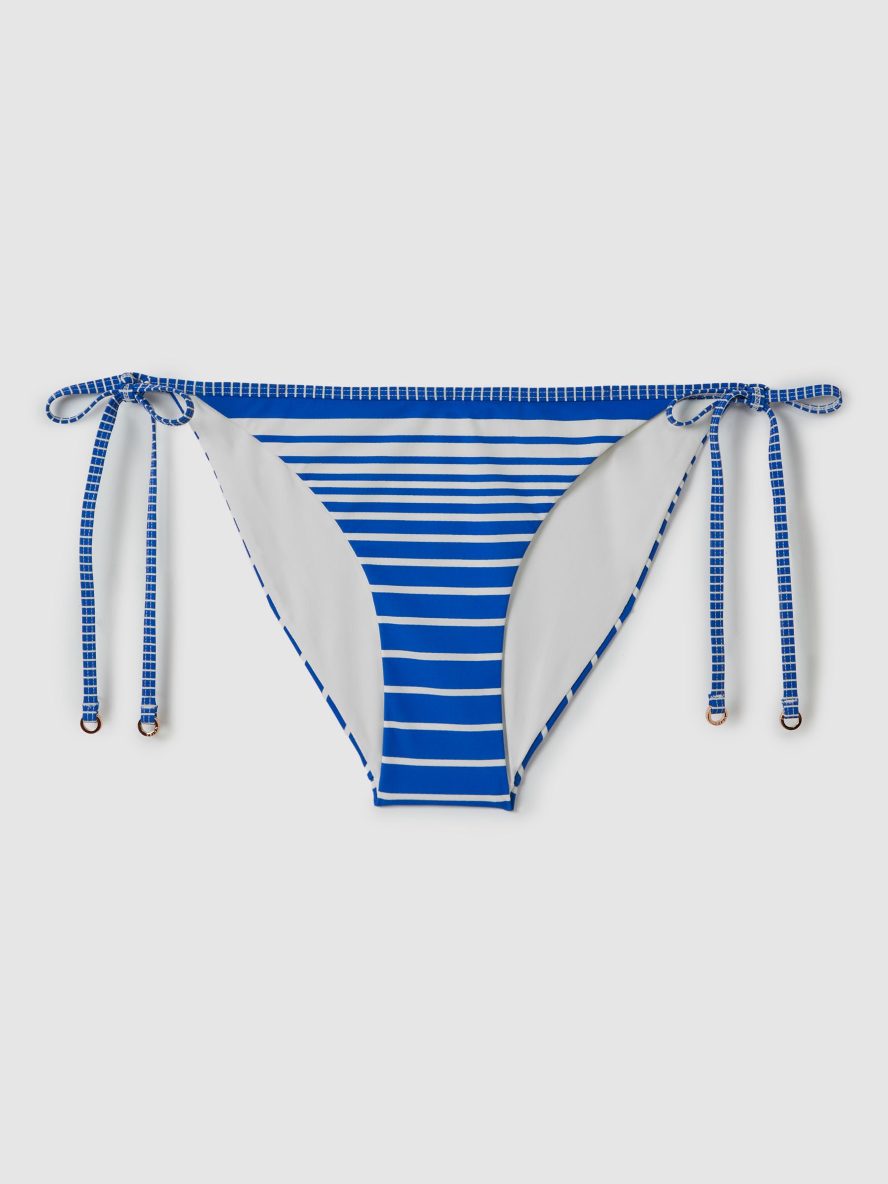 Reiss Tilly Side Tie Stripe Bikini Bottoms, Blue, 12
