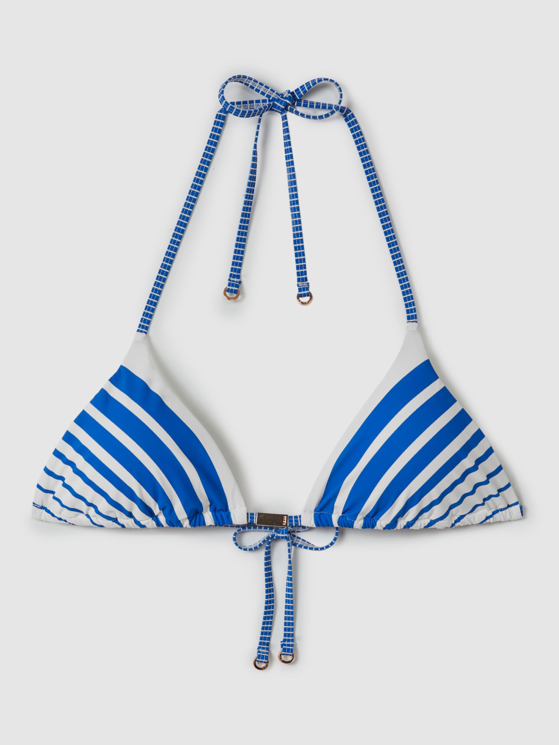Reiss Tilly Stripe Bikini Top, Blue, 6