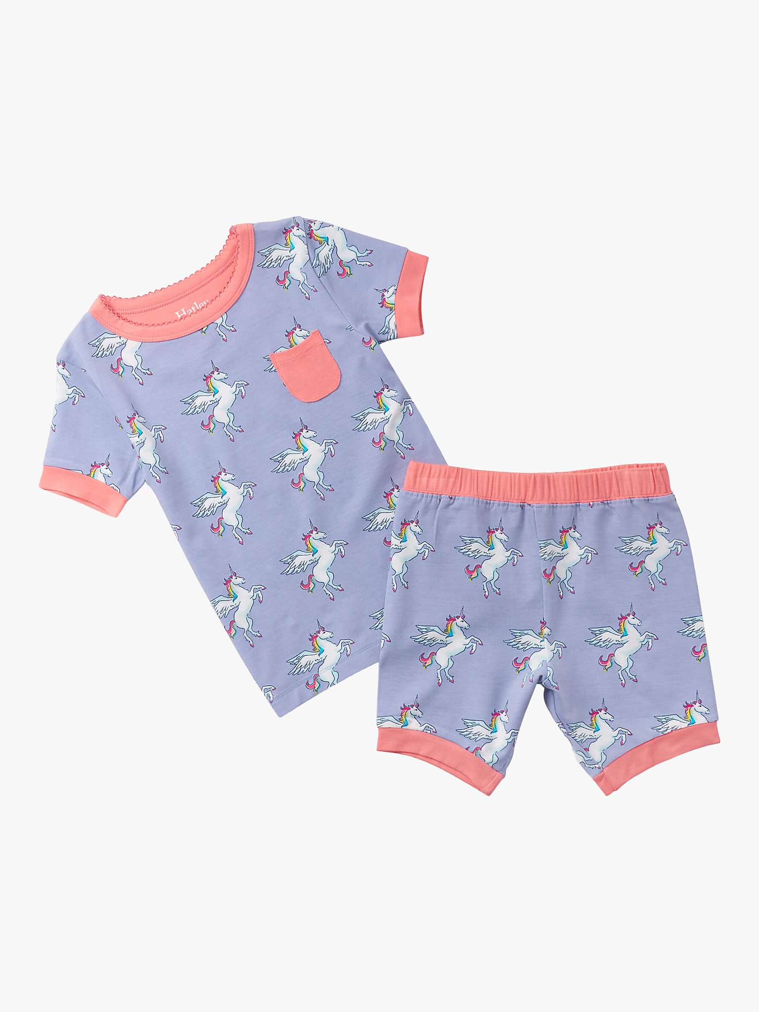 Buy Hatley Kids' Rainbow Pegusus Shorts Pyjama Set, Hydrangea Online at johnlewis.com