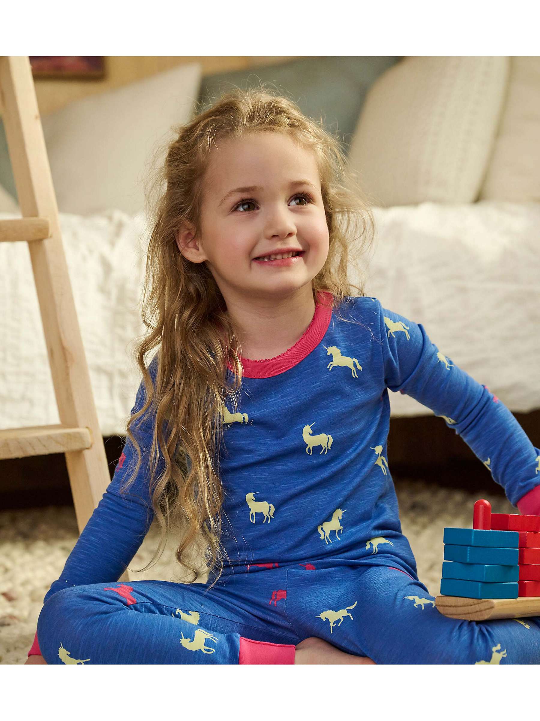 Buy Hatley Kids' Unicorn Glow Pyjamas, Palace Blue Online at johnlewis.com