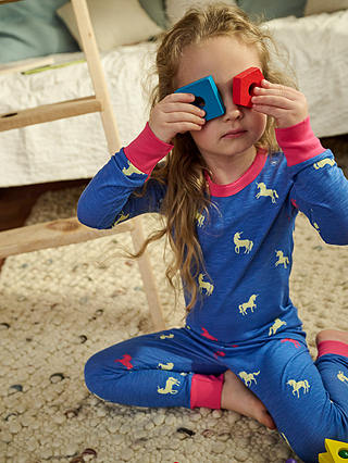 Hatley Kids' Unicorn Glow Pyjamas, Palace Blue