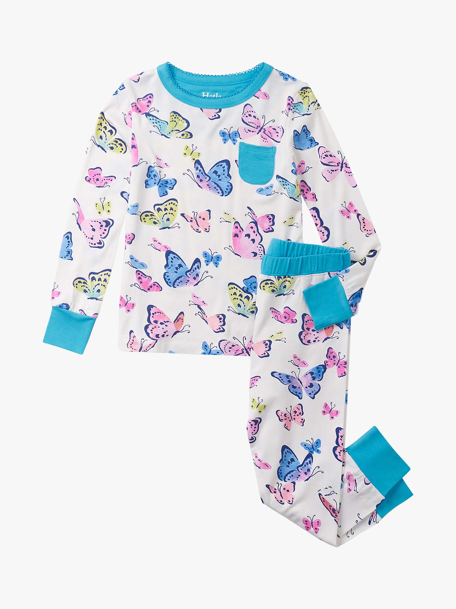 Buy Hatley Kids' Big Butterflies Print Pyjamas Set, White Online at johnlewis.com