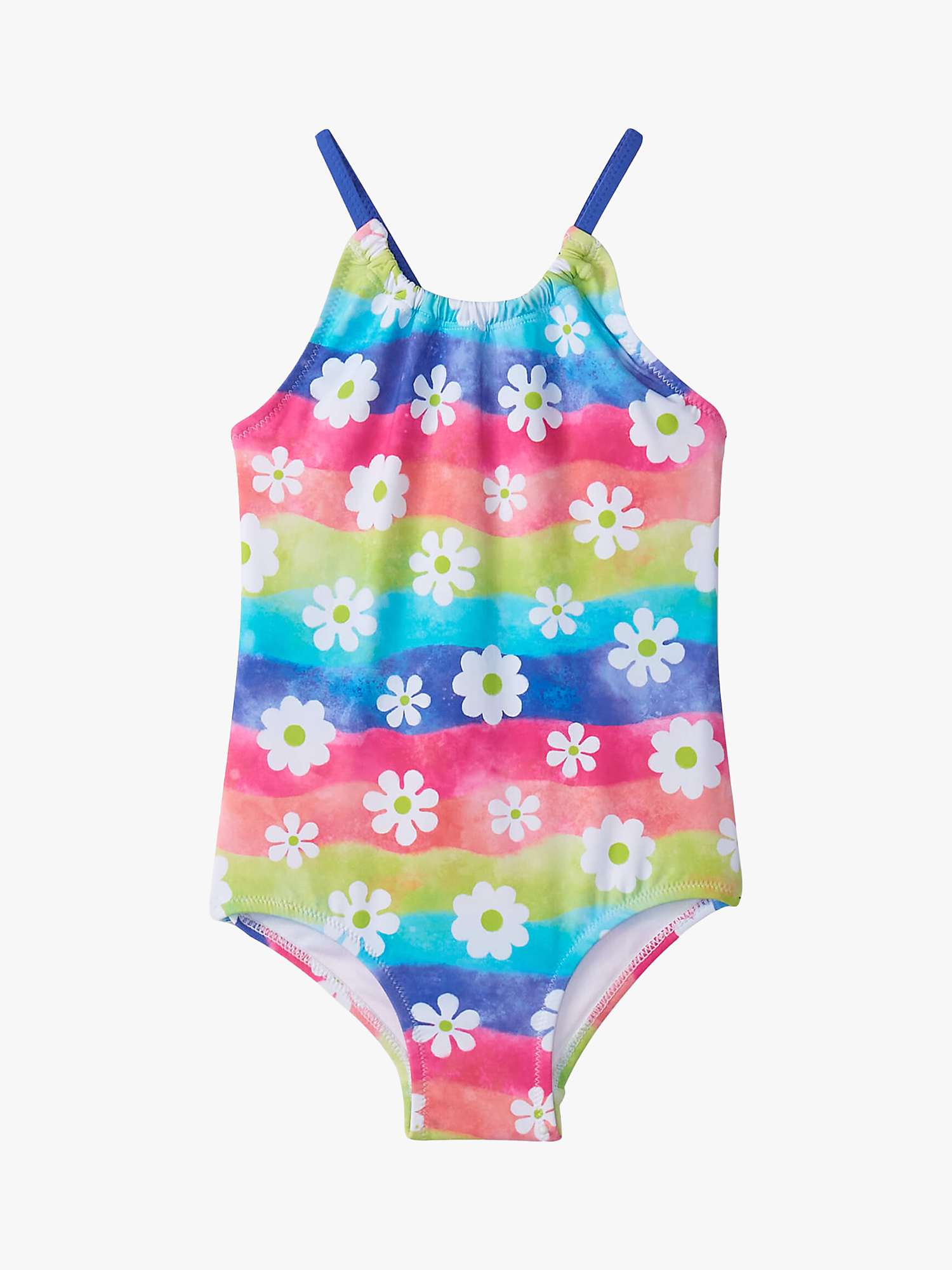 Buy Hatley Kids' Rainbow Flower Gather Front Swimsuit, White/Multi Online at johnlewis.com