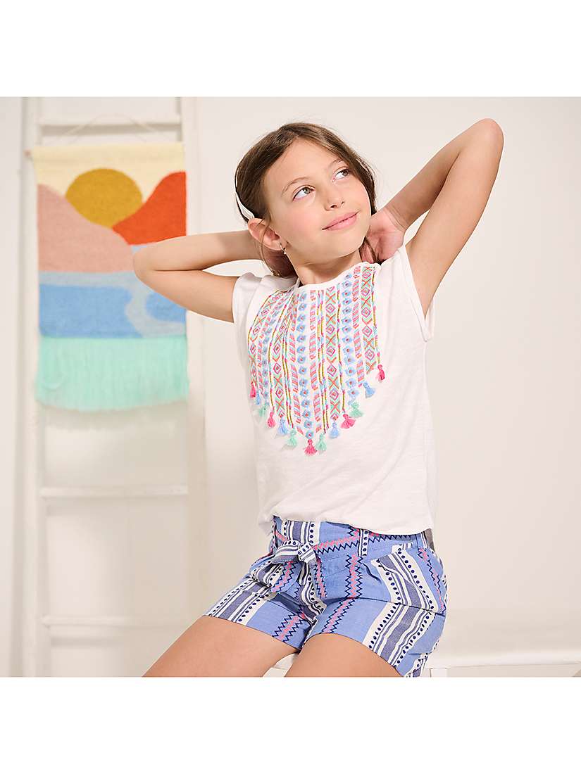 Buy Hatley Kids' Boho Relaxed Tassel T-Shirt, White/Multi Online at johnlewis.com