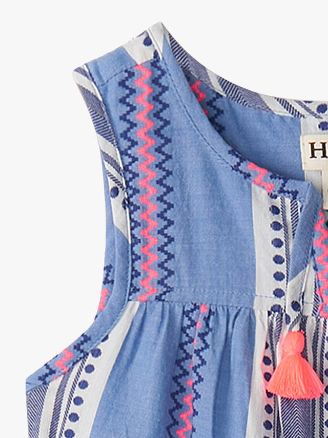 Hatley Kids' Boho Abstract Stripe Layered Tiered Dress, Blue/White