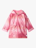 Hatley Kids' Summer Stripe Glitter Zip Up Hooded Rain Jacket, Sachet Pink, Sachet Pink