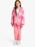 Hatley Kids' Summer Stripe Glitter Zip Up Hooded Rain Jacket, Sachet Pink