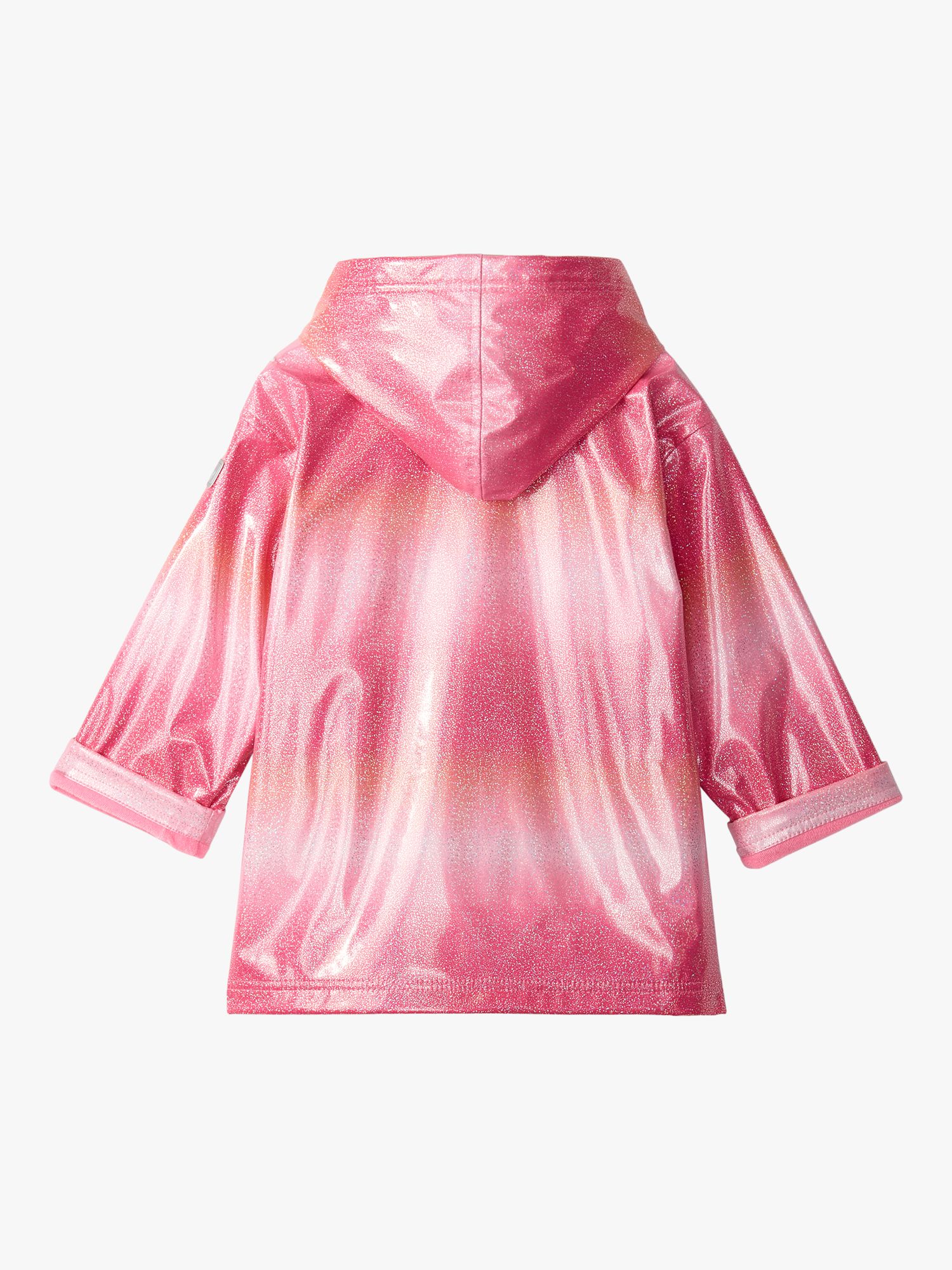 Hatley Kids' Summer Stripe Glitter Zip Up Hooded Rain Jacket, Sachet Pink, 12 years