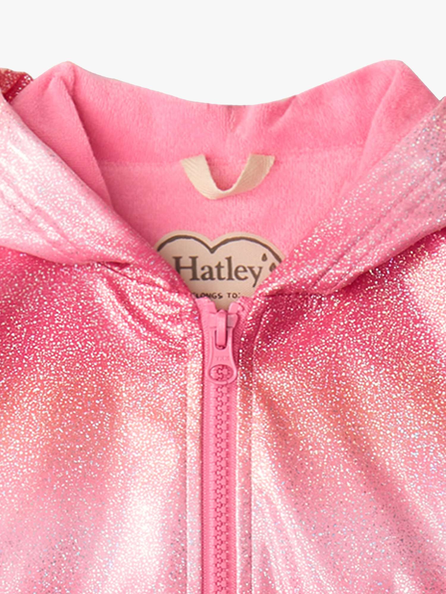 Buy Hatley Kids' Summer Stripe Glitter Zip Up Hooded Rain Jacket, Sachet Pink Online at johnlewis.com