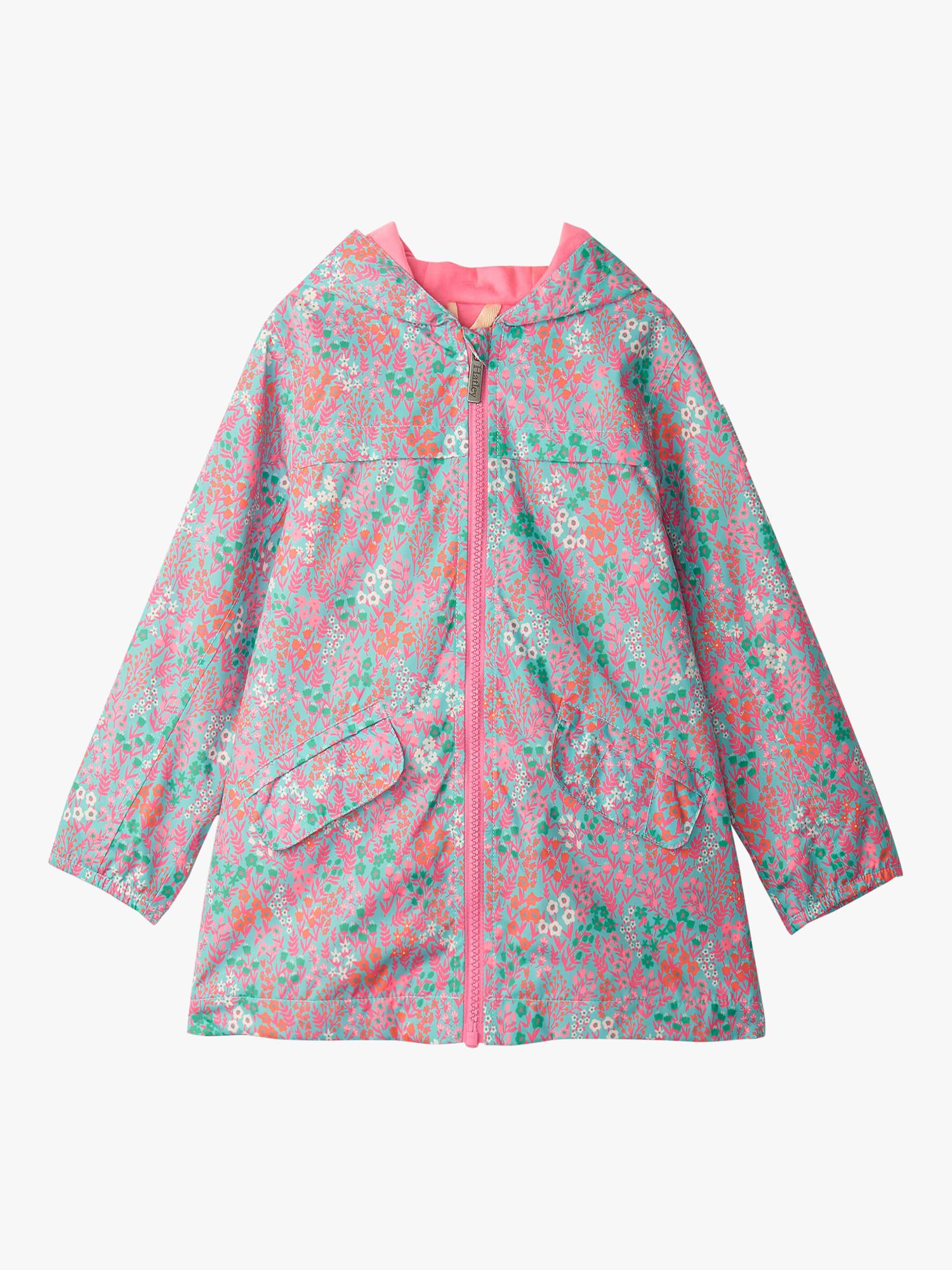 Hatley Kids' Ditsy Floral Spring Field Hooded Jacket, Blue Curacao, 2 years