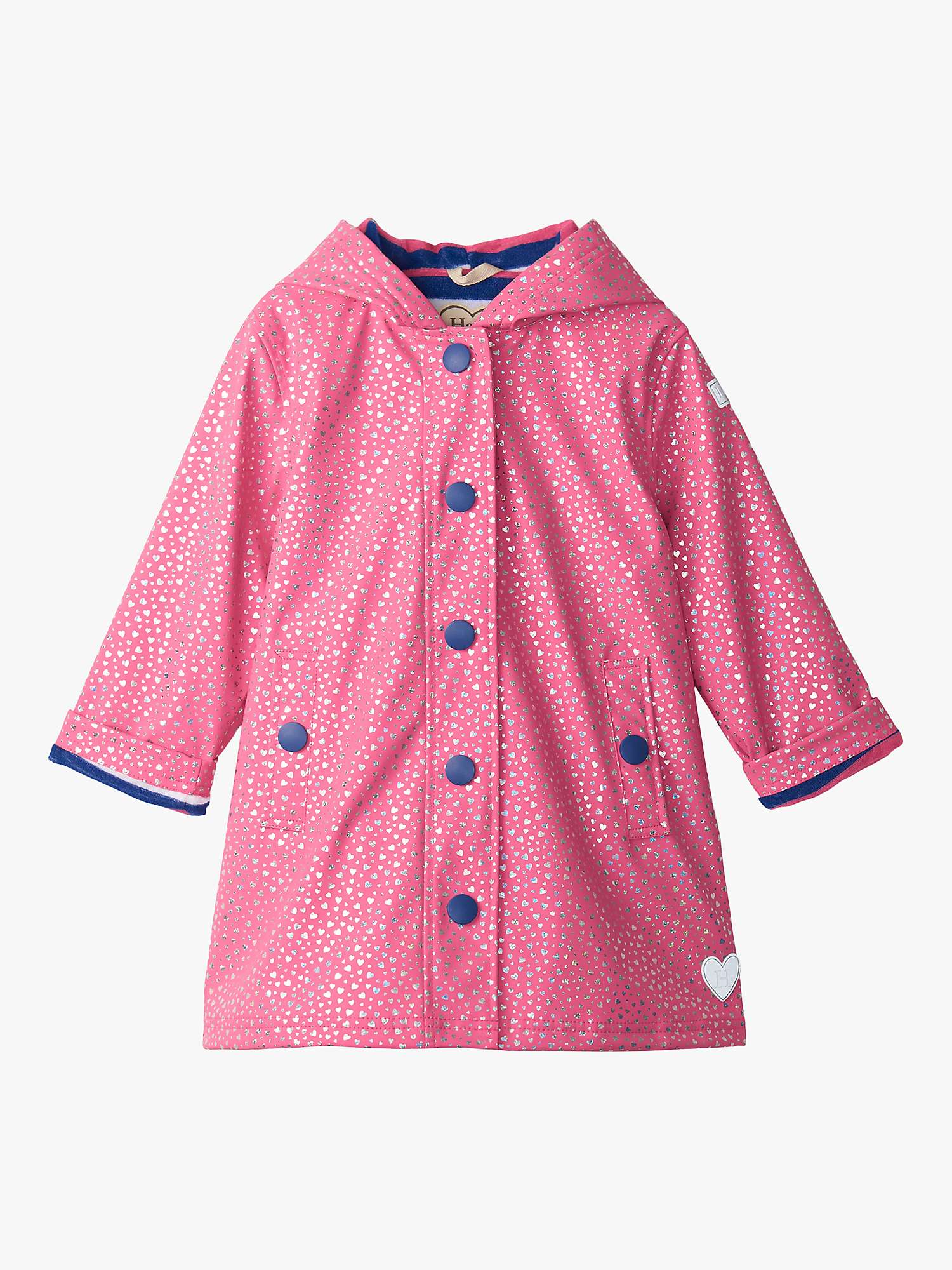 Buy Hatley Kids' Glitter Hearts Splash Hooded Jacket, Carmine Rose Online at johnlewis.com