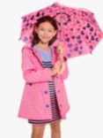 Hatley Kids' Glitter Hearts Splash Hooded Jacket, Carmine Rose